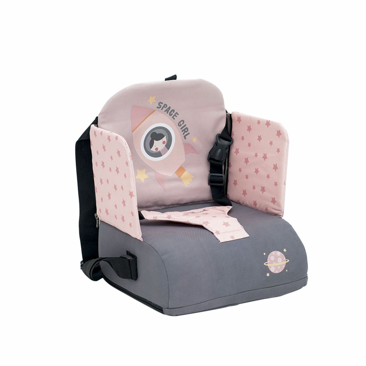 Destacada Asiento elevador plegable Space Girl (portátil y con bolsillos)