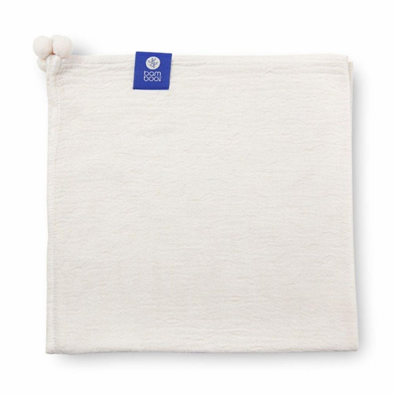 Destacada Muselina Natural Pom Pom 75 x 75 cm.