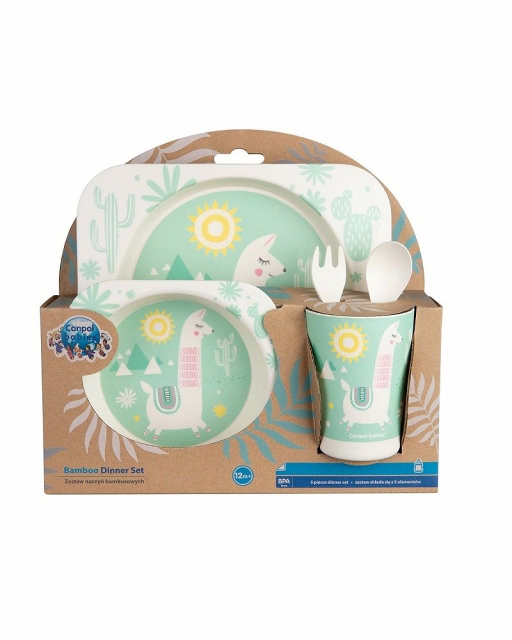 Destacada Vajilla infantil bambú Llama (5 piezas)