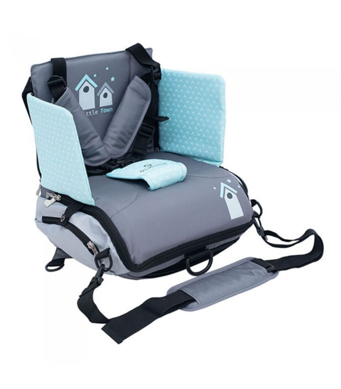 Destacada Asiento elevador plegable portátil con bolsillos Little Town