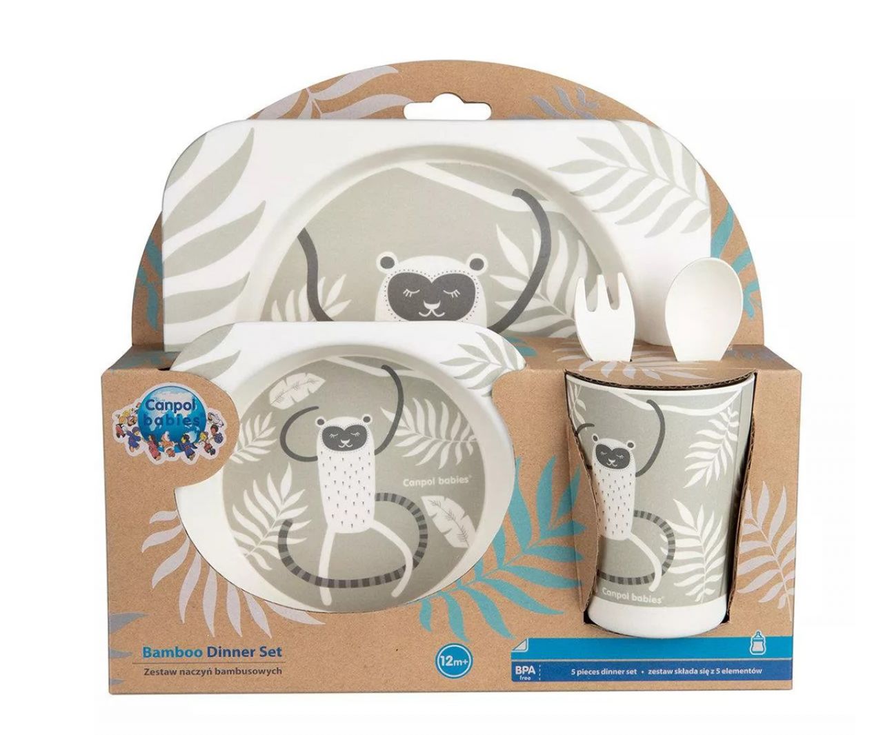 Destacada Vajilla infantil bambú Lemúr (5 piezas)