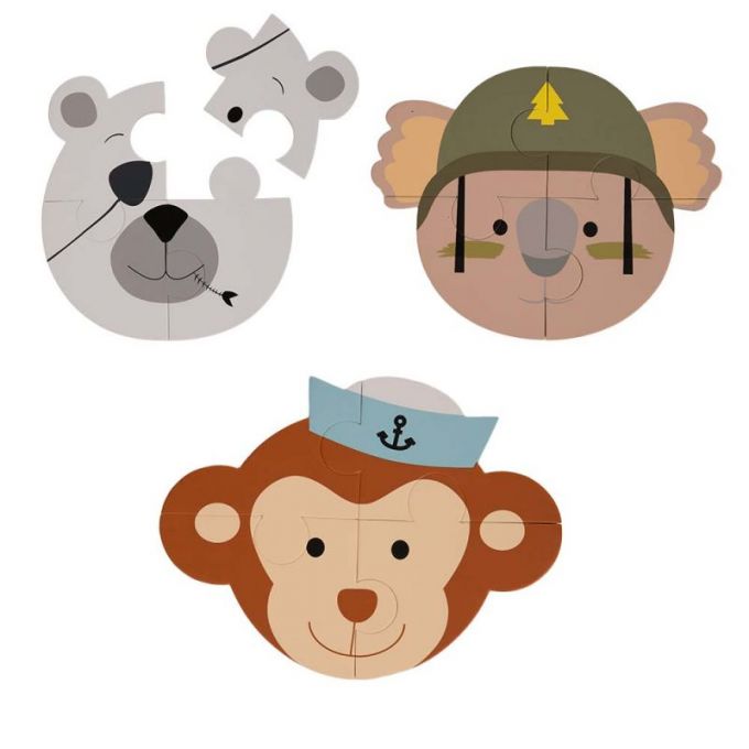 Puzzle (3 piezas) Mono - Oso - Koala